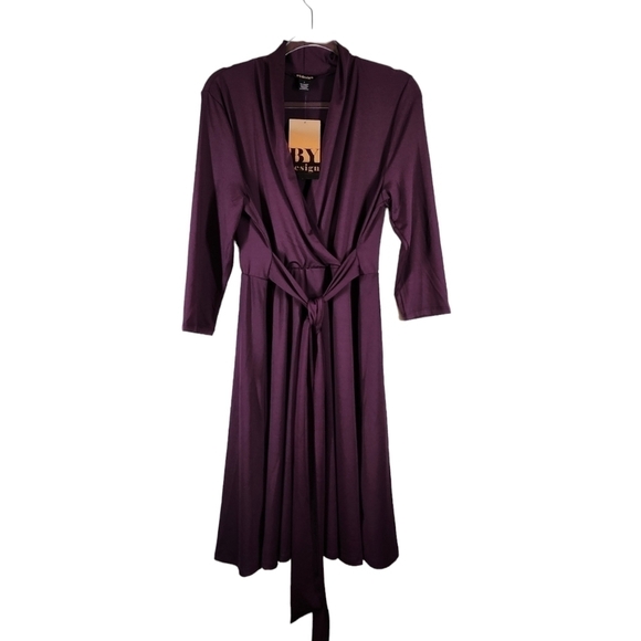 BYdesign PRESCOTT 3/4 SLEEVE FIT AND FLARE BELTED FAUX WRAP DRESS - Picture 6 of 9